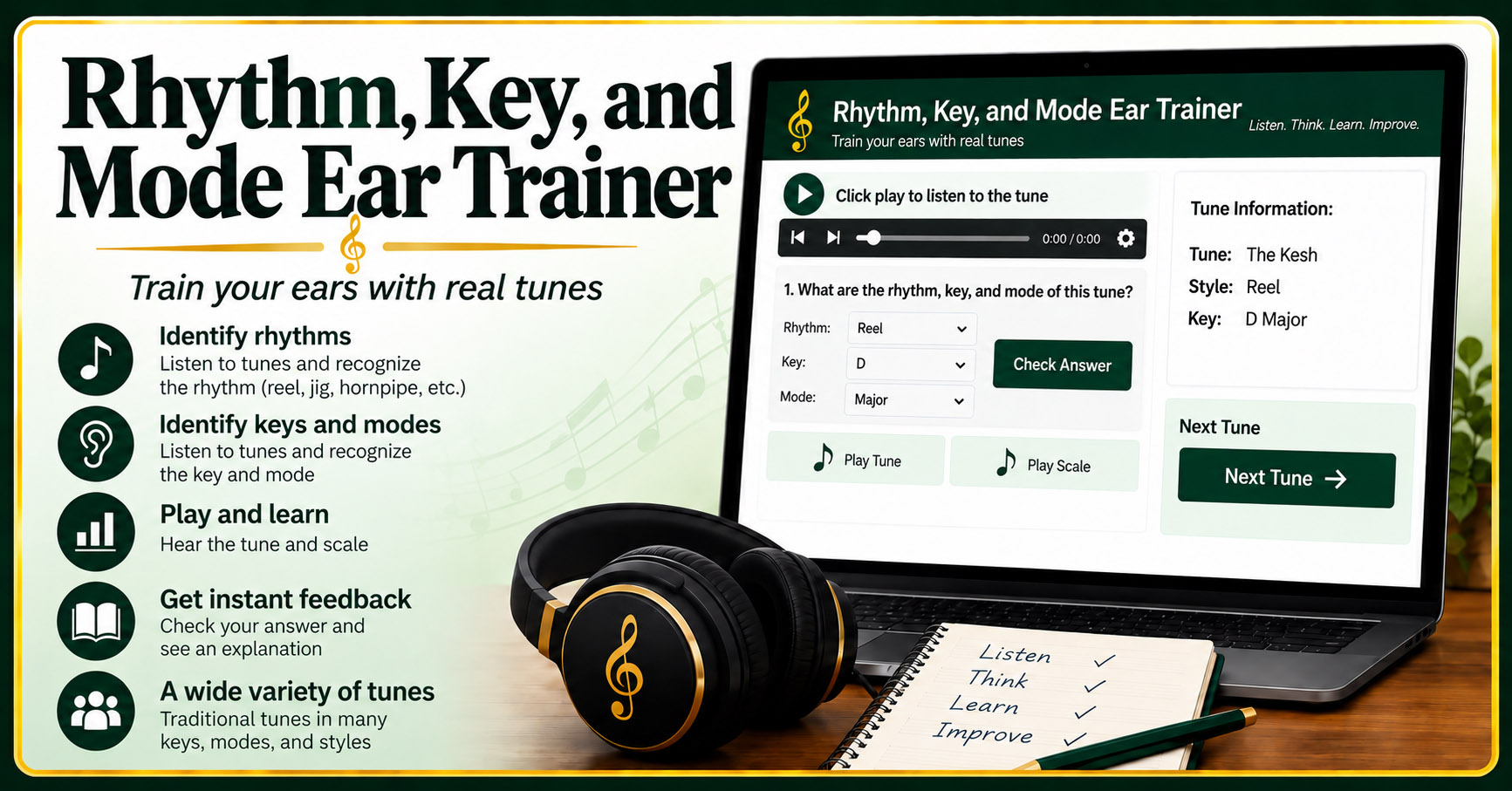 Traditional Irish Tune Rhythm, Key, and Mode Ear Trainer